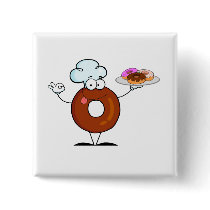 funny donut donut chef cartoon character pin
