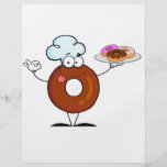 funny donut donut chef cartoon character full color flyer