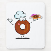 funny donut donut chef cartoon character mouse pad