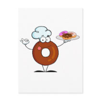 funny donut donut chef cartoon character postcard