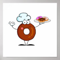 funny donut donut chef cartoon character print
