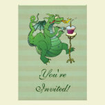 Funny Dragon Blowing Birthday Candles invitations