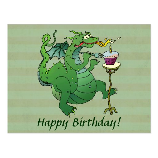 Funny Dragon Blowing Birthday Candles Postcard Zazzle