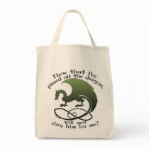 Funny Dragon Joke Tote Bags bags