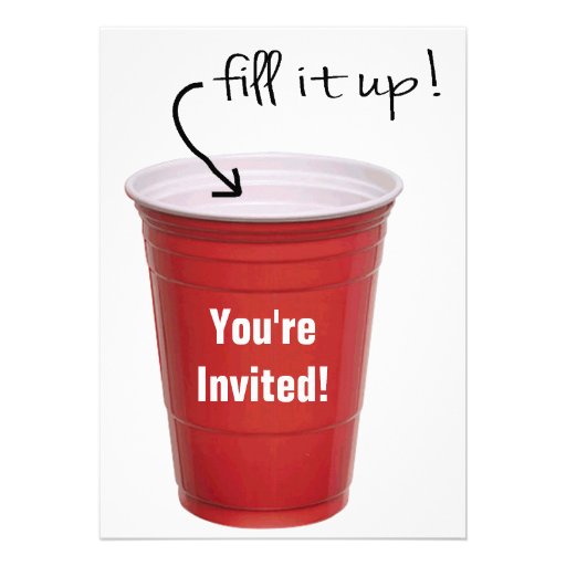 Funny Drinking Empty Cup Booze Party Custom Invite