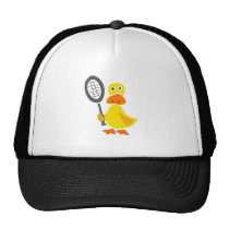 Funny Duck Playing Tennis Cartoon Mesh Hat
