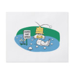 funny duck with hard hat avoiding golf balls flyer