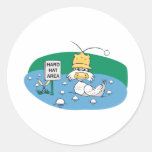 funny duck with hard hat avoiding golf balls stickers
