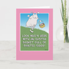Funny Easter card: Bunny With Eggs=