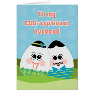 Funny Easter Card for Husband Silly Eggs in Grass