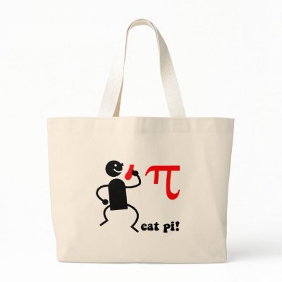 Funny eat pi tote bags