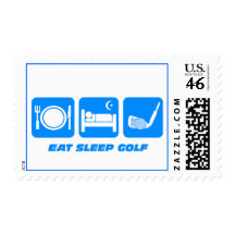Funny eat sleep golf stamp