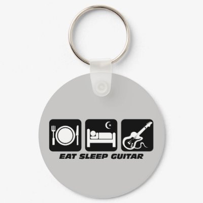 Funny eat sleep guitar keychain