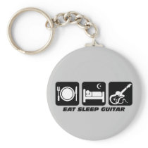 Funny eat sleep guitar keychain