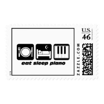 Funny eat sleep piano stamps