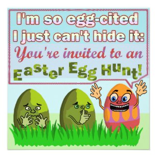 Funny Eggcited Easter Egg Hunt Party Custom Invite