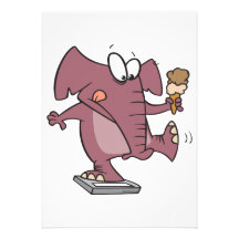 funny elephant on scale with ice cream personalized announcement