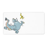funny elephant slipping on banana peel shipping labels