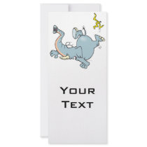 funny elephant slipping on banana peel personalized rack card