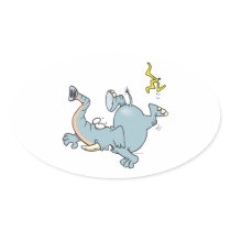 funny elephant slipping on banana peel stickers