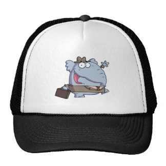 Funny Elephant With Briefcase Trucker Hat thumb