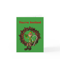 Funny Elf Christmas Holiday Party Invitation cards
