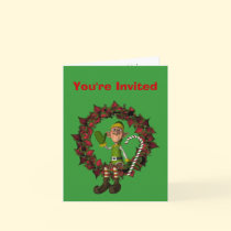 Funny Elf Christmas Holiday Party Invitation Card