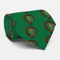 Funny Elf On Wreath Christmas Holiday Neck Tie by SmilinEyesTreasures Funny Elf On Wreath Christmas Holiday Neck Tie