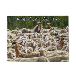 Funny Enter at Your OWN Risk Farm Animal YOUR TEXT Doormat