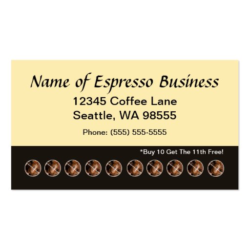 Funny Espresso Punch Card Coffee Beans Business Card Template (front side)