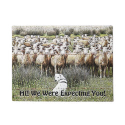 Funny Expecting You Sheep Flock YOUR TEXT Doormat