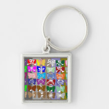 Funny Faces,  Chinese Characters and Sparkles Key Chain