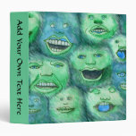 Funny Faces. Fun Cartoon Monsters. Green. 3 Ring Binders