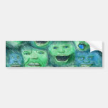 Funny Faces. Fun Cartoon Monsters. Green. Bumper Stickers