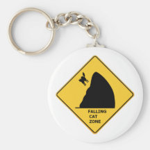 Funny Falling Cat Zone Sign Key Chain