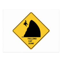 Funny Falling Cat Zone Sign Post Card
