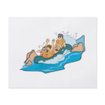 funny family whitewater rafting cartoon personalized flyer
