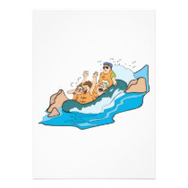 funny family whitewater rafting cartoon invitations