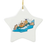 funny family whitewater rafting cartoon christmas tree ornament