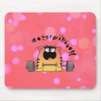 Funny Fat Cat Lift Weight mousepads by Toonboy Funny Fat Cat Lift Weight mousepads