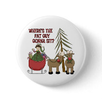 Funny Fat Guy Christmas Button by CowPieCreek Funny Fat Guy Christmas Button