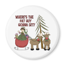 Funny Fat Guy Christmas Refrigerator Magnet by CowPieCreek Funny Fat Guy Christmas Refrigerator Magnet