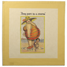 Funny Fat Lady on Beach Napkins