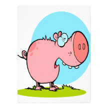funny fat piggy pig looking scared custom invite