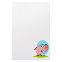 funny fat piggy pig looking scared personalized stationery