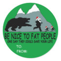 Funny fat Santa gift stickers