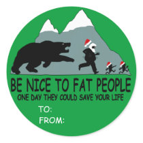 Funny fat Santa gift stickers
