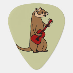 Funny Ferret Playing Red Guitar Guitar Pick
