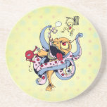 funny fighting alien monsters vector cartoon drink coasters