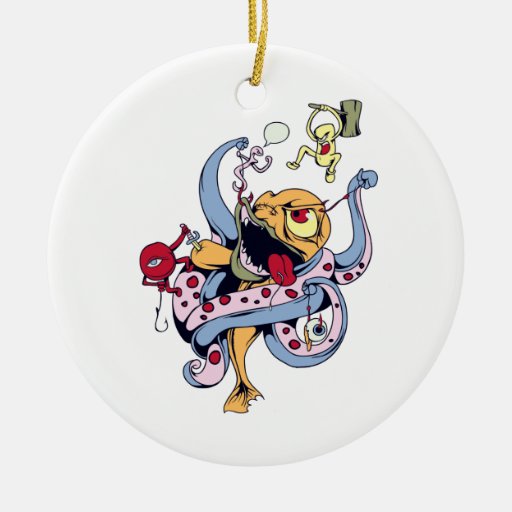 funny fighting alien monsters vector cartoon ornament